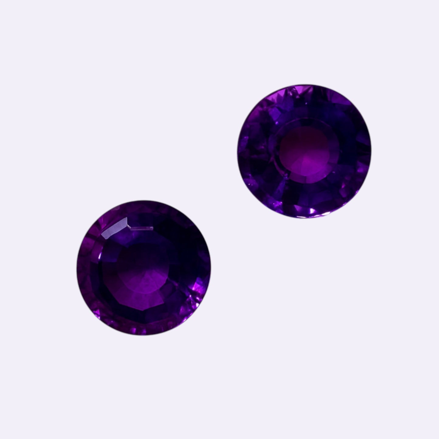 Natürlicher Amethyst - Paar | 6,93 ct | Rund | Tief Violett