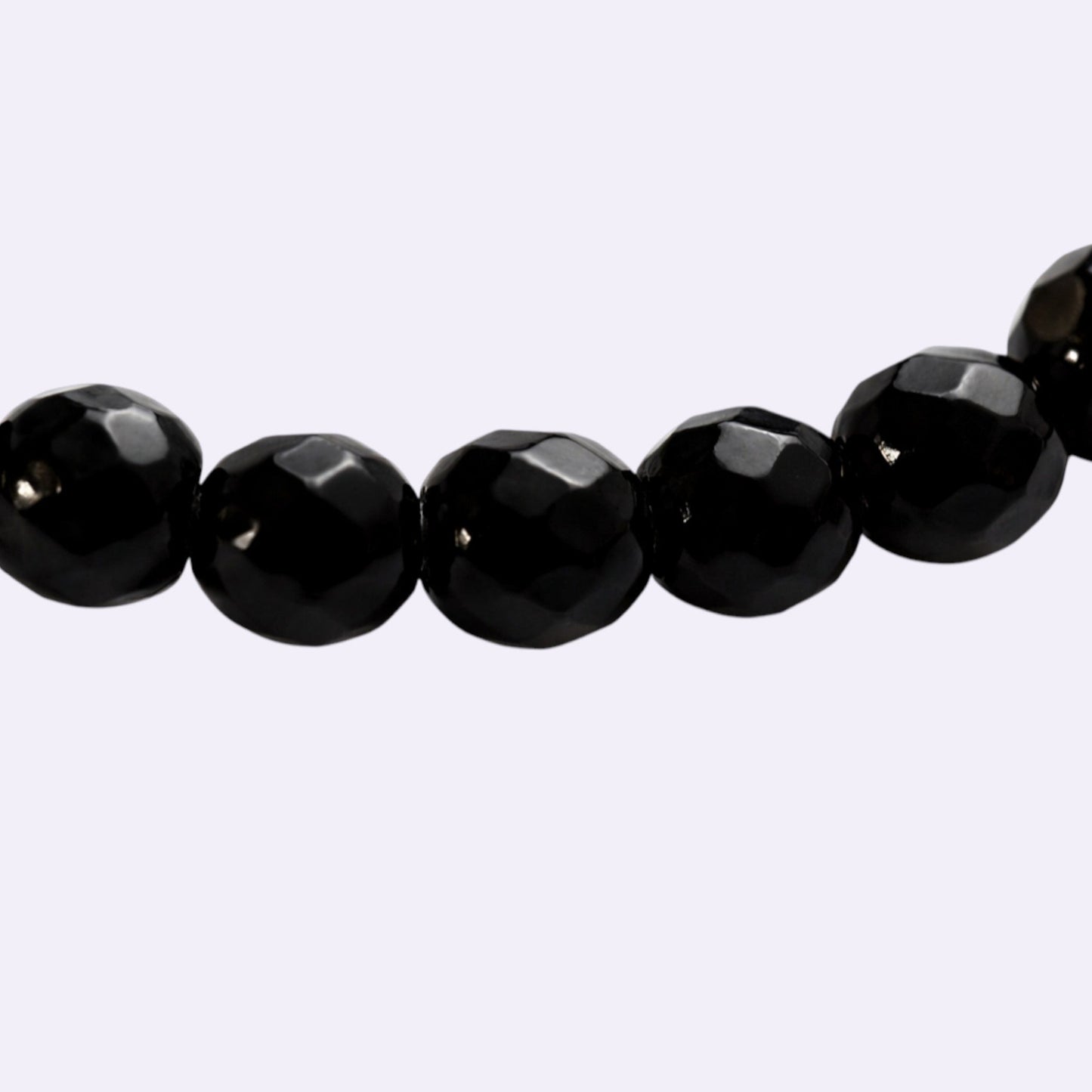 Natürlicher Onyx - Strang 50 cm | 3 mm | Facettierte Buttonform | Tiefschwarz