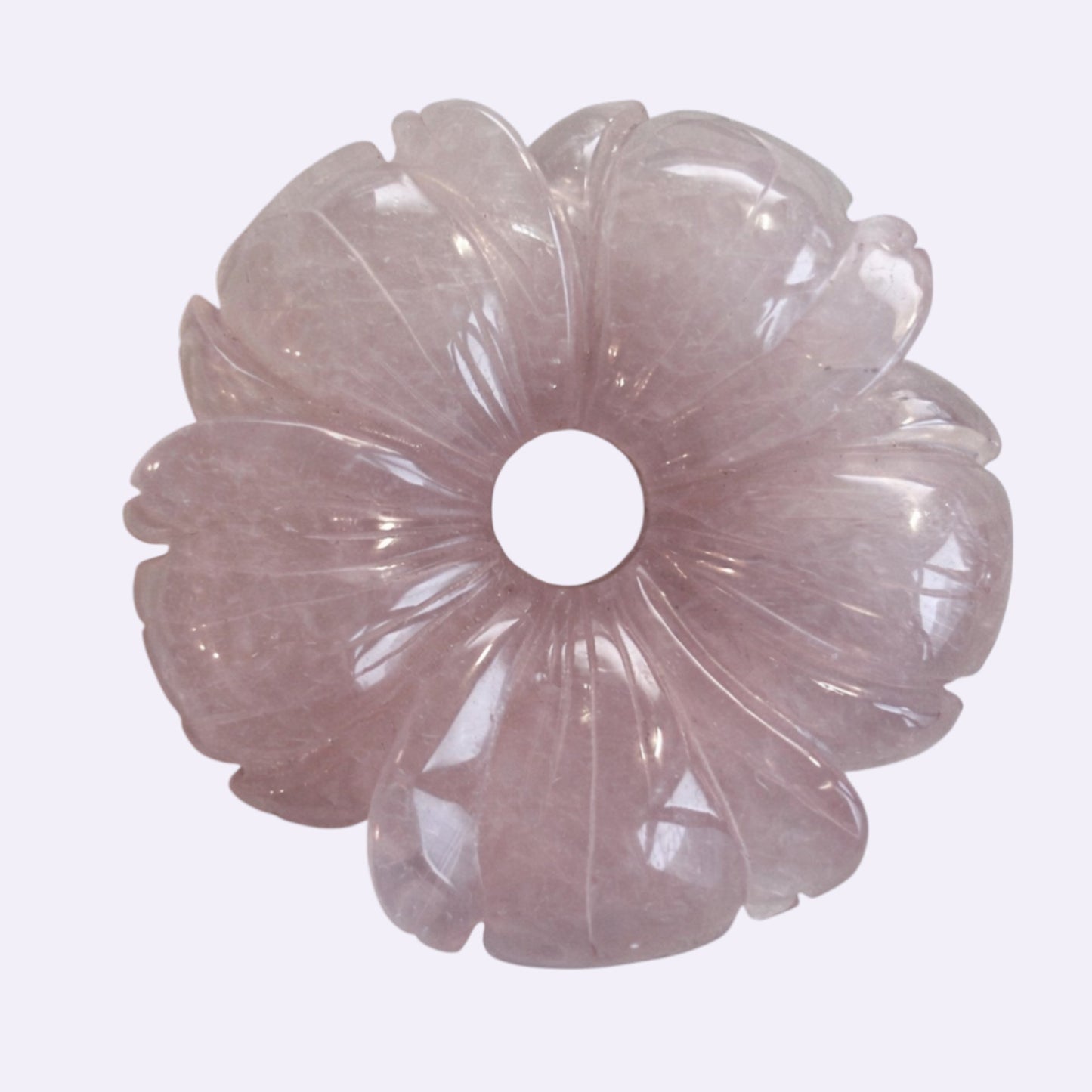 Natürlicher Rosenquarz - ca. 40 mm | Handgeschnitzte Blume | Rosa