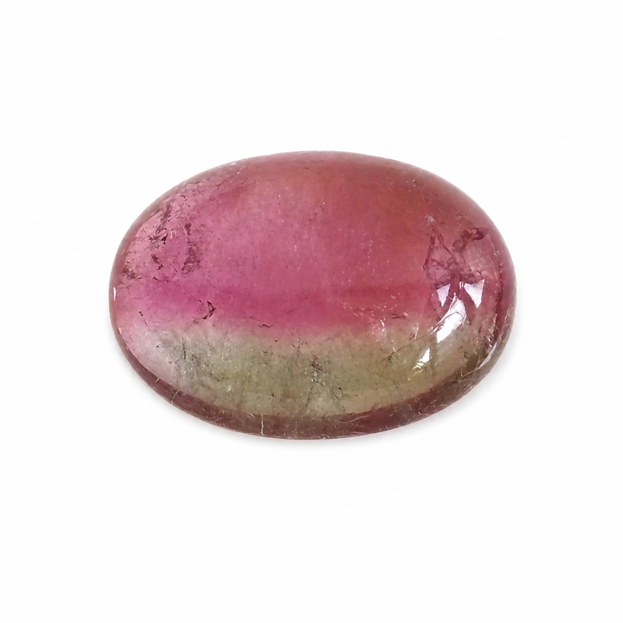 Natürlicher Turmalin - 5,90 ct | Oval Cabochon | Bicolor Rosa-Grün