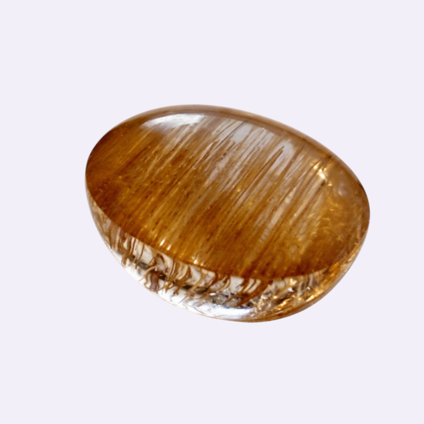 Natürlicher Rutilquarz – 20,73 ct | Oval Cabochon | Klar mit goldgelben Rutilnadeln