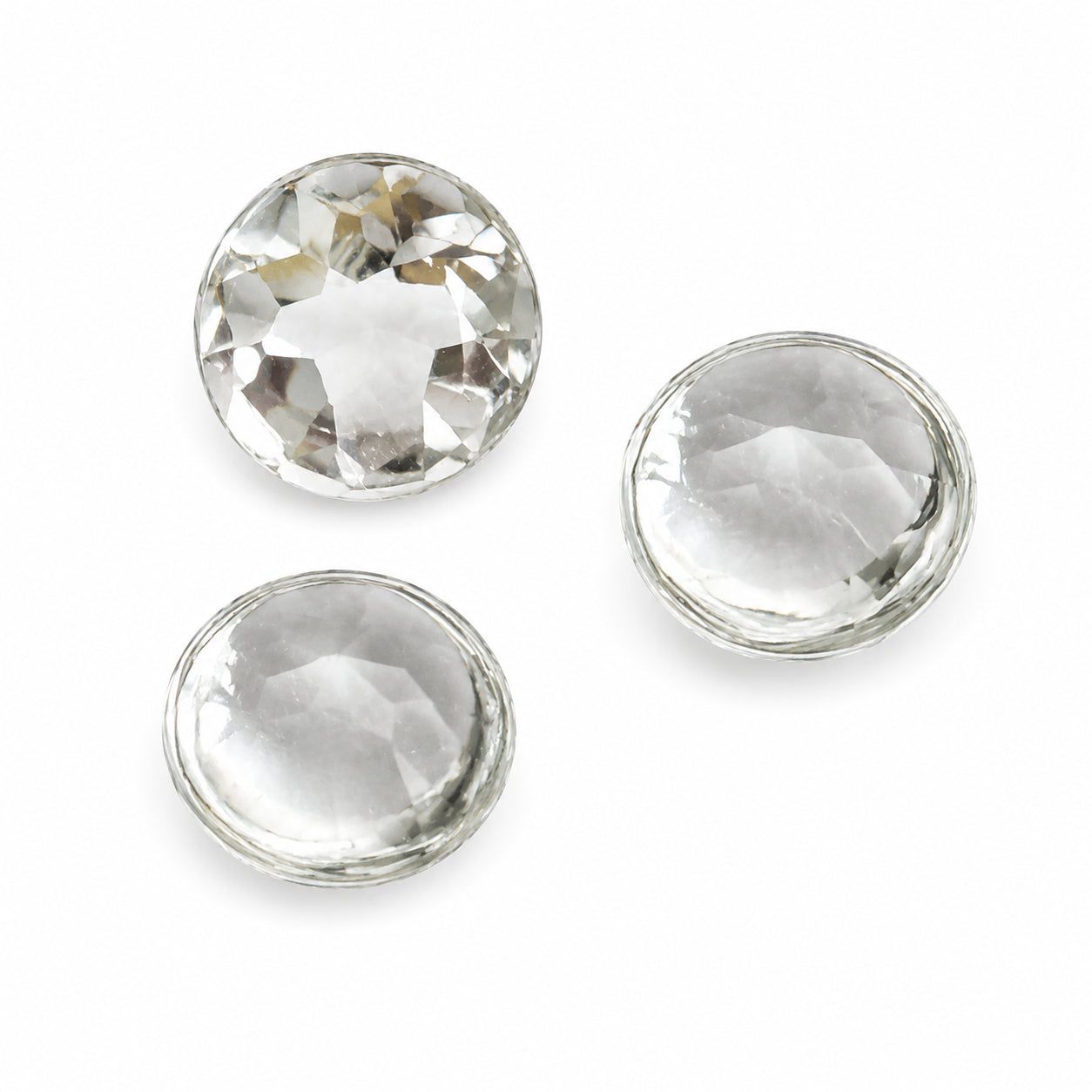 Natürlicher Bergkristall - ca. 0,24 ct | Buff-Top, rund | Farblos