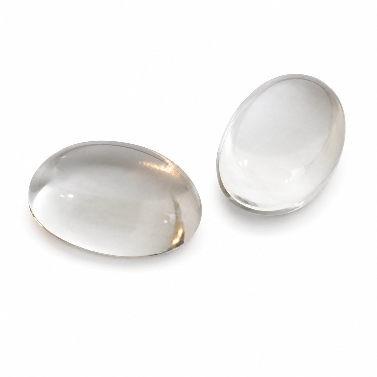 Natürlicher Bergkristall - Paar | 5,50 ct gesamt | Oval Cabochon | Farblos