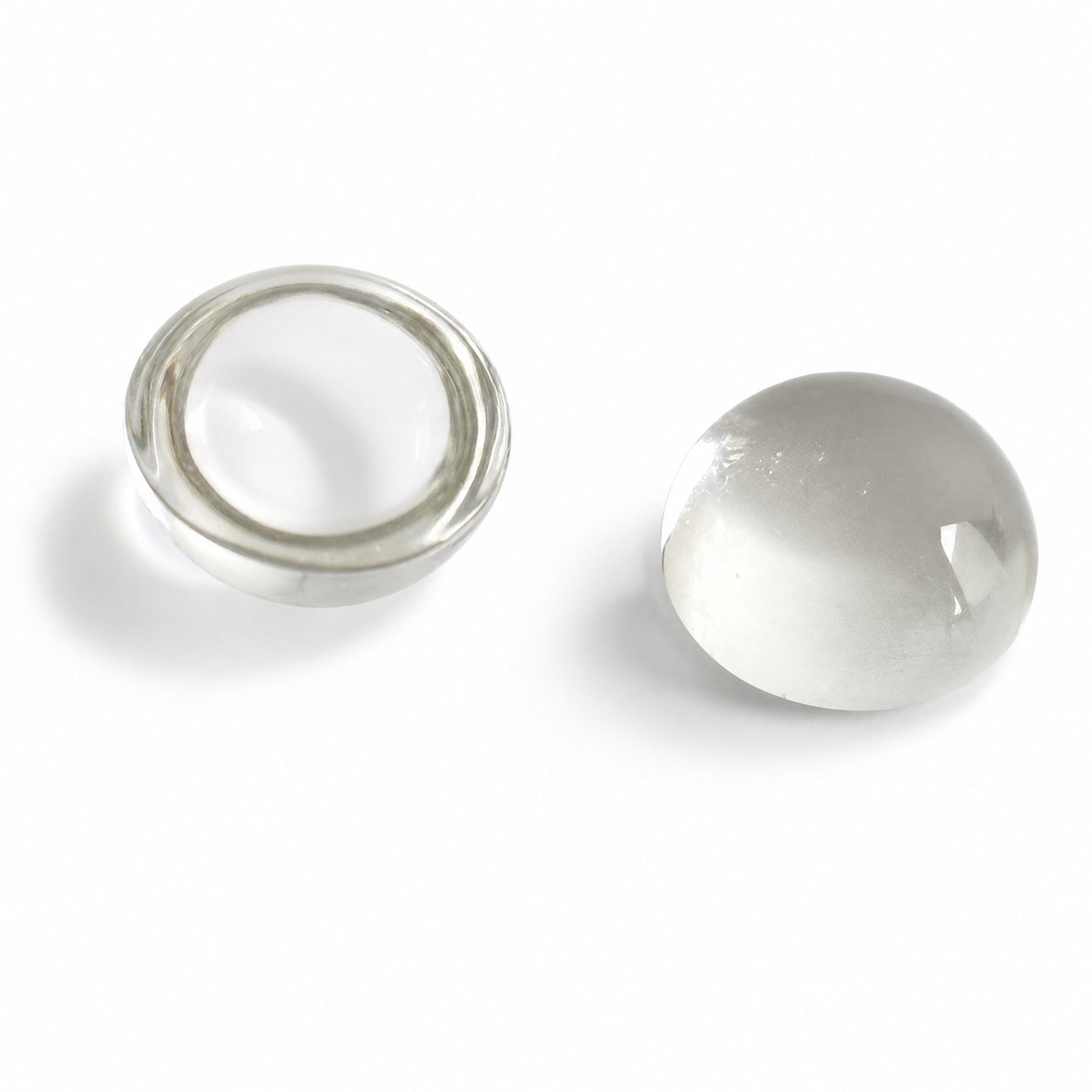 Natürlicher Bergkristall - Paar | 2,68 ct gesamt | Round Cabochon | Farblos