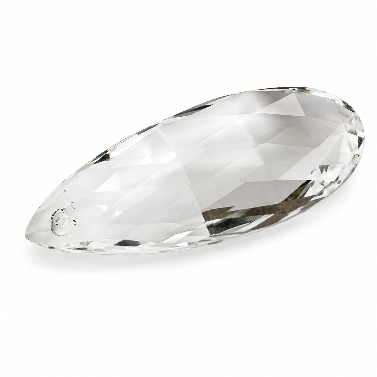 Natürlicher Bergkristall - 15,94 ct | Tropfen-Briolett, facettiert mit Bohrung | Farblos