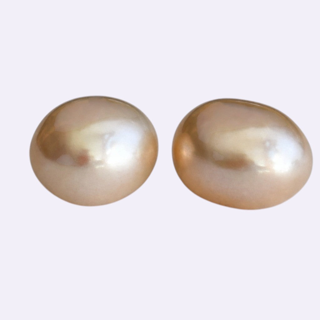 Natürliche Süßwasserperlen – Paar | Oval | Silberweiß-Goldfarben | ungebohrt | gesamt 29,66 ct