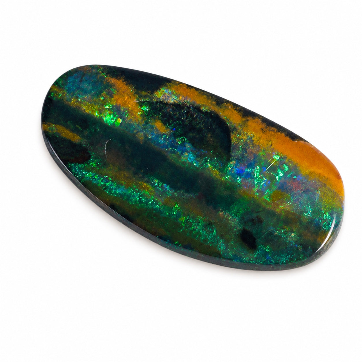 Natürlicher Boulder-Opal – 8,95 ct | Fantasieschliff | Grün-Blau-Orange mit brauner Matrix