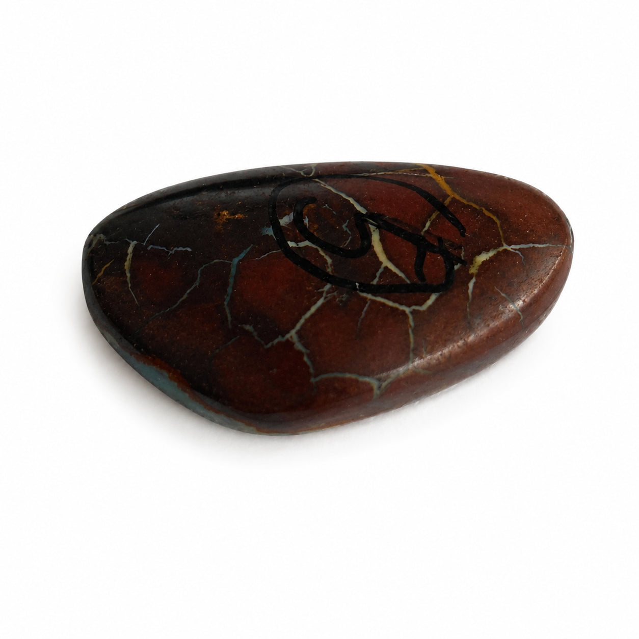 Natürlicher Boulder-Opal - 6,42 ct | Fantasieform | Dunkelbraun mit kräftigem grün-blauem Farbspiel