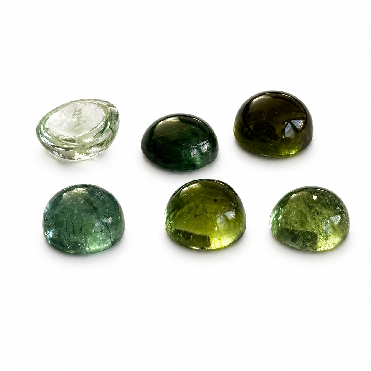 Natürlicher Turmalin - ca. 1,15 ct | Rund Cabochon | Grün (diverse Farbtöne)