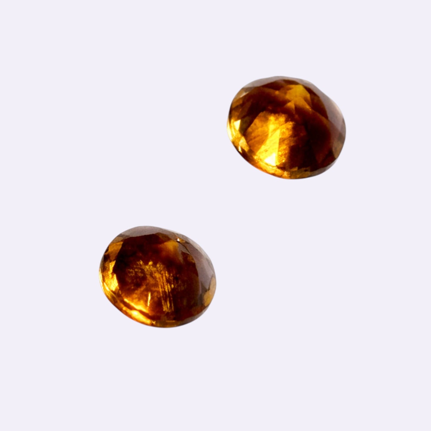 Natürlicher Citrin – 0,96 ct gesamt | Rund facettiert | Palmeira Orange | Paar