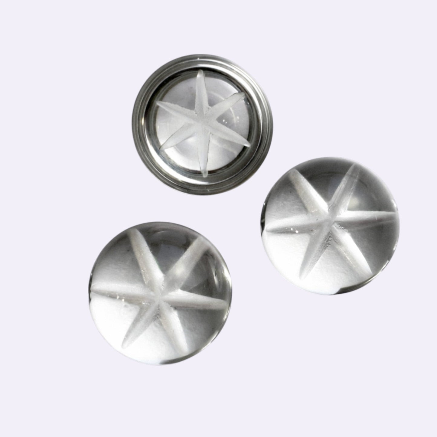Natürlicher Bergkristall – ca. 6,80 ct | Round Cabochon | Klar mit rückseitiger Sterngravur