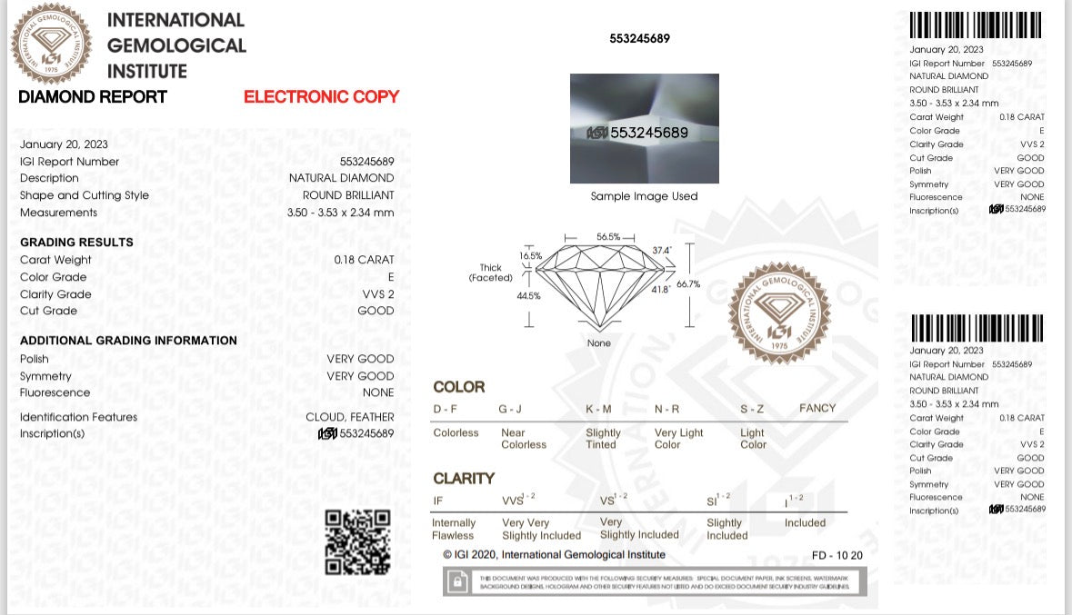 Natürlicher Diamant – 0,18 ct | Round Brillant | Farbe E | VVS2