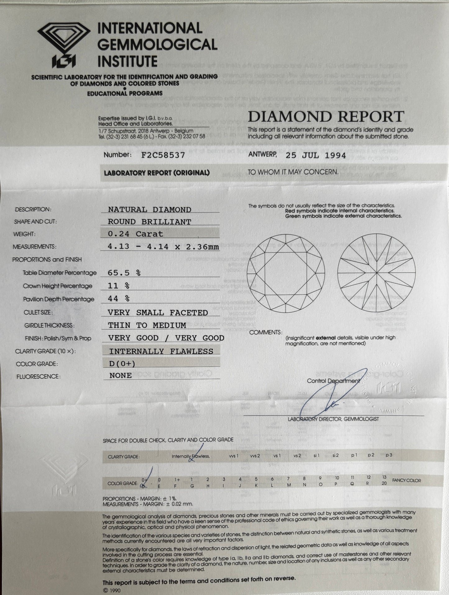 Natürlicher Diamant – 0,24 ct | Round Brilliant | Farbe D | Reinheit IF