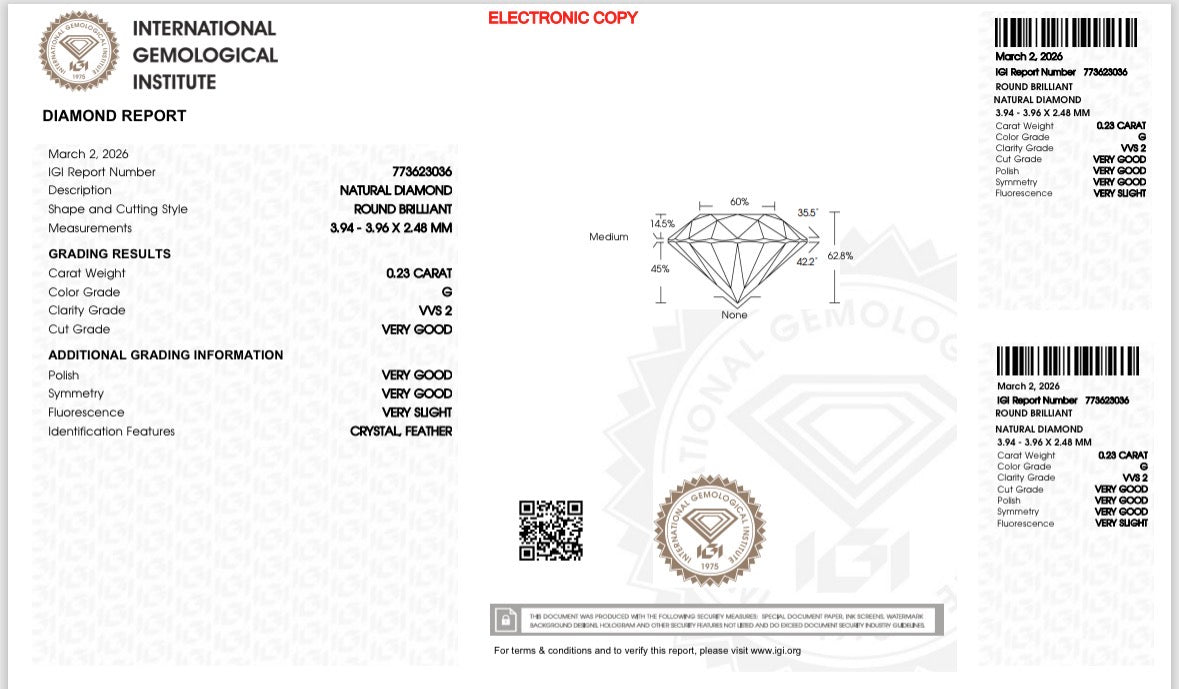 Natürlicher Diamant – 0,20 ct | Round Brilliant | E / VVS2