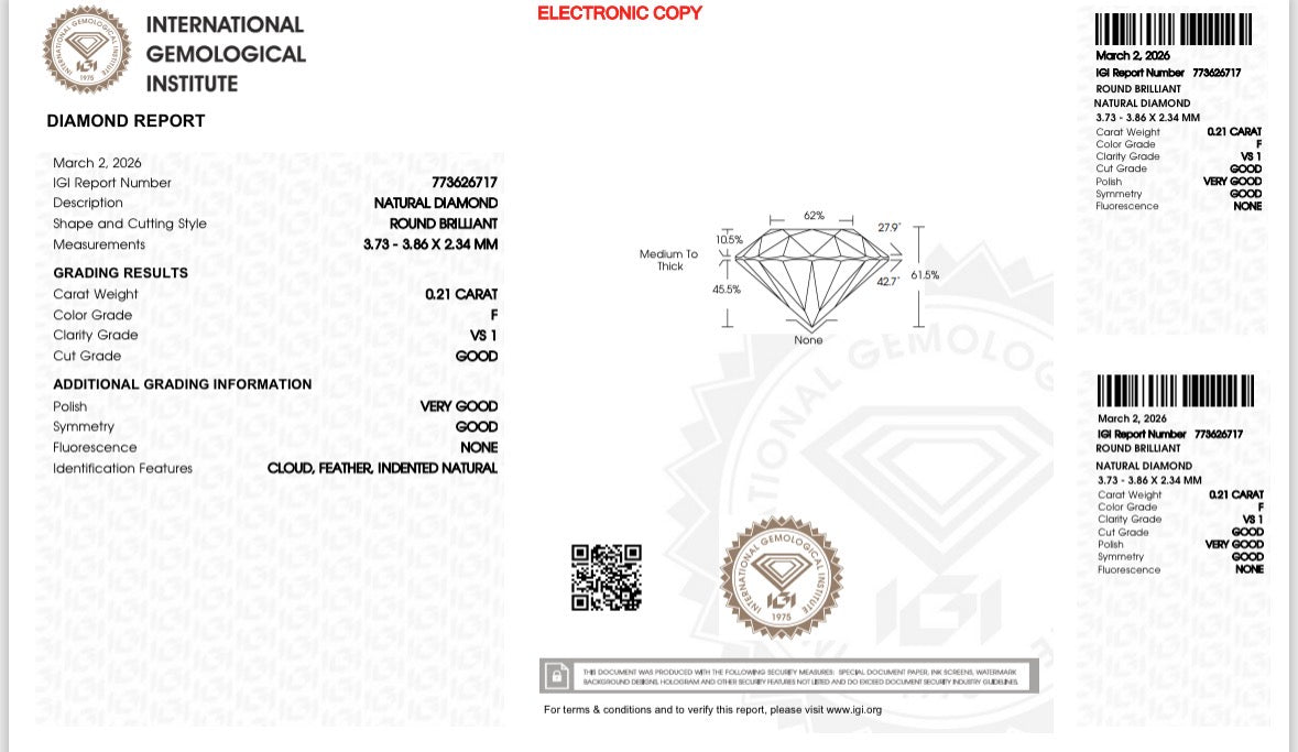 Natürlicher Diamant – 0,21 ct | Round Brilliant | F / VS1