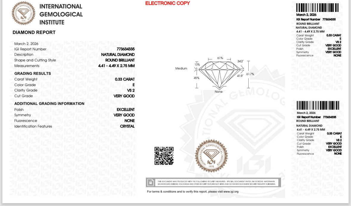 Natürlicher Diamant – 0,33 ct | Round Brilliant | E / VS2