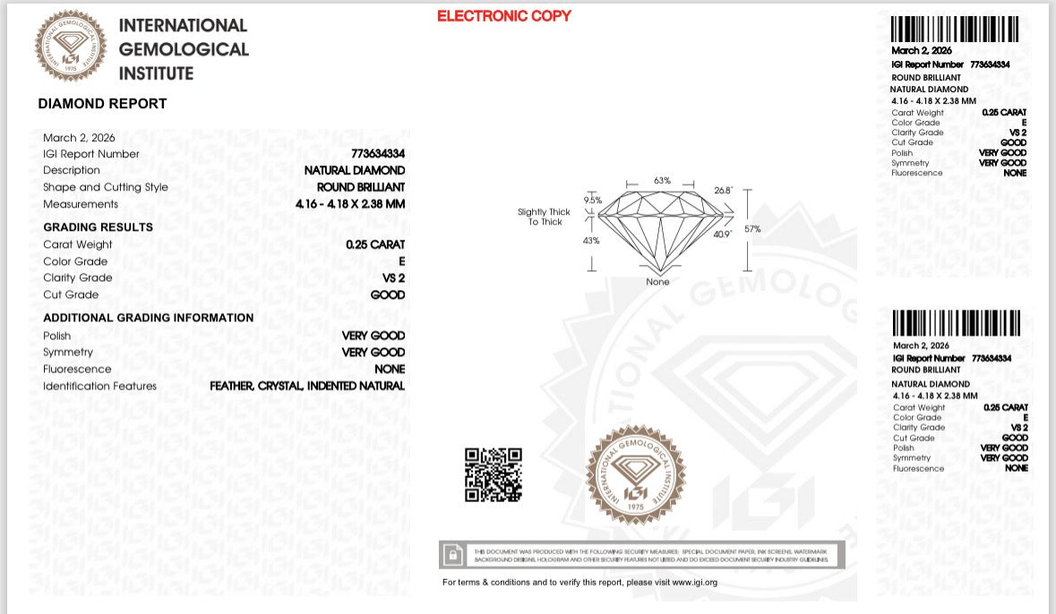 Natürlicher Diamant – 0,25 ct | Round Brilliant | E / VS2
