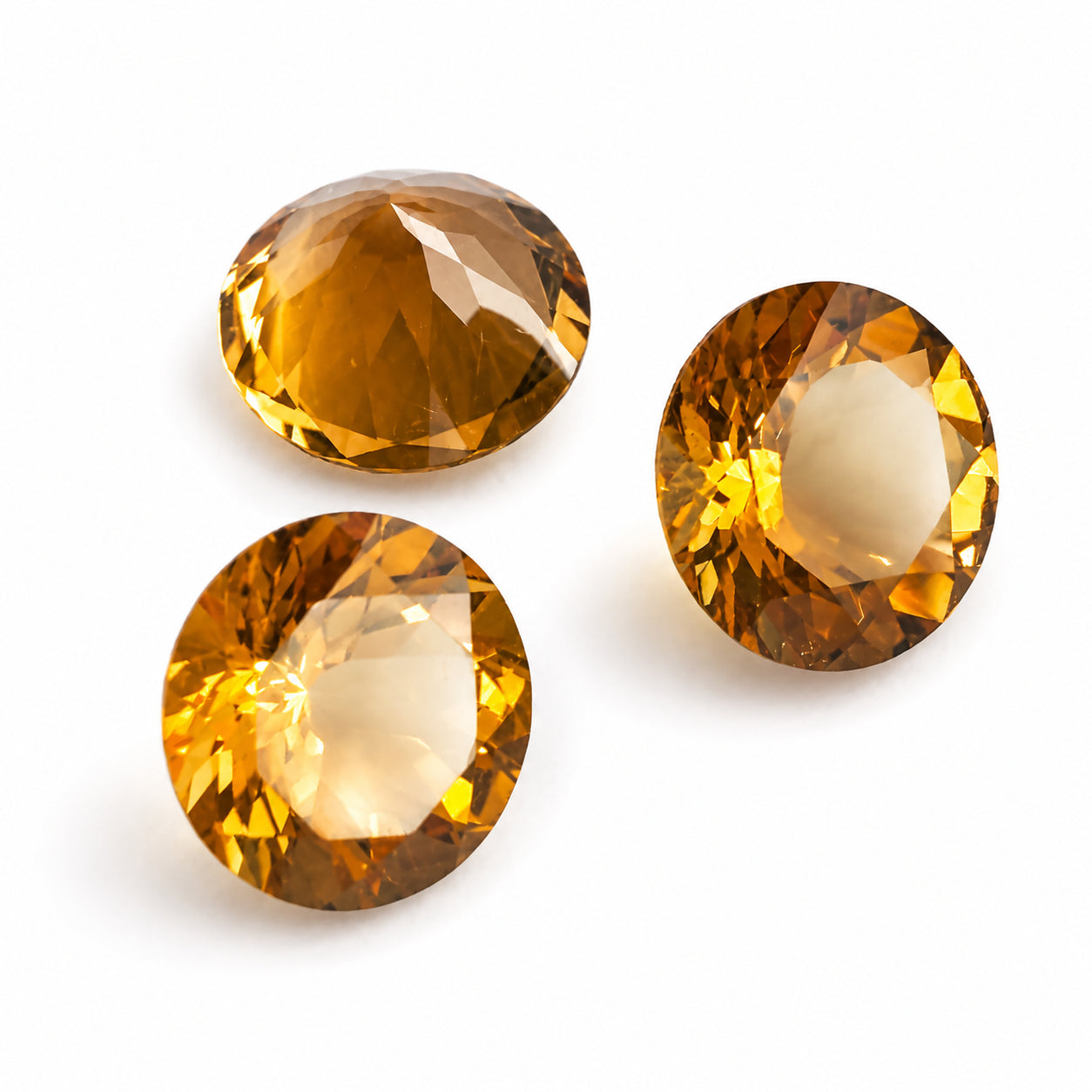 Natürlicher Citrin – 3er-Set | 8,47 ct gesamt | Rund facettiert | Honigbraun