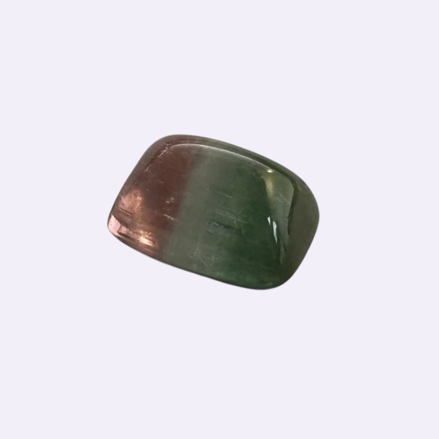 Natürlicher Turmalin – 7,20 ct | Rechteckiger Cabochon | Rosa, Weiß und Grün