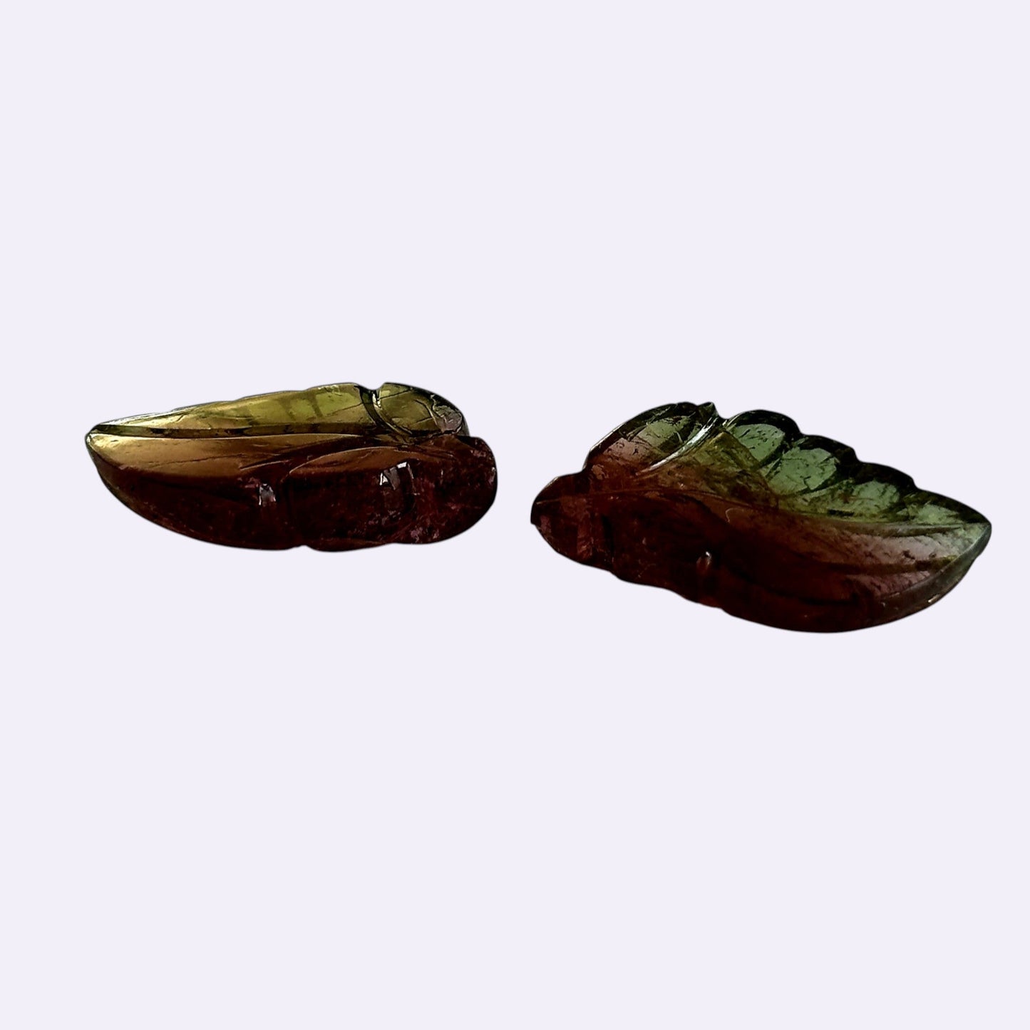 Natürlicher Turmalin - Paar | 18,97 ct | Blattform | Wassermelone