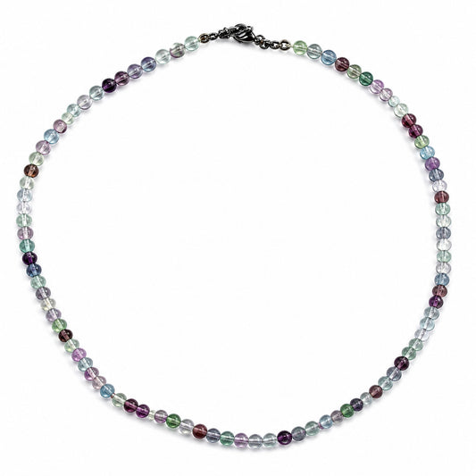 Natürlicher Fluorit – Kette | Kugeln 4,5 mm | Gemischte Farben