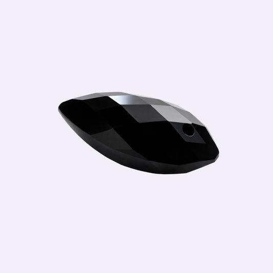 Natürlicher Onyx - 19 x 10 mm | Briolett-Schliff | Tiefschwarz