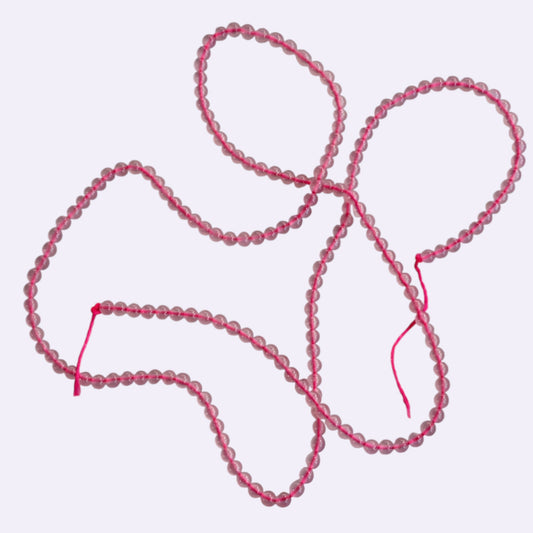 Natürlicher Rosenquarz - 2 mm | Runder Perlenstrang | Rosa