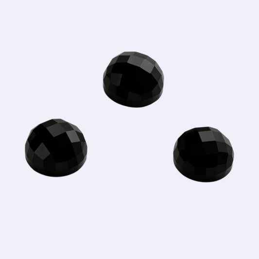 Natürlicher Onyx - 8 mm | Round Rose Cut | Tiefschwarz | ca. 2,45 ct