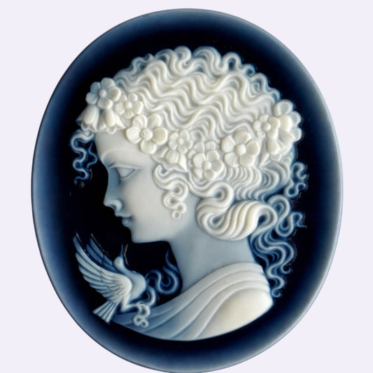 Gemme / Onyx oval 'Frauenprofil' – 50 × 60 mm