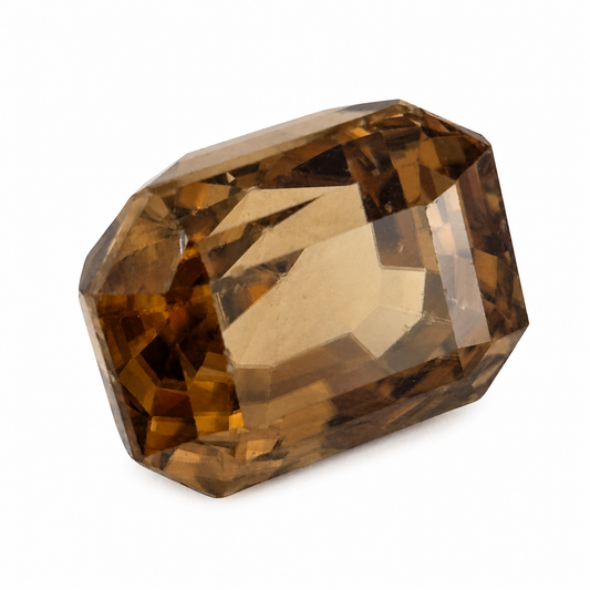 Natürlicher Zirkon goldbraun, Oktagon Emerald Cut, 13x10 mm, schöner Stein für Schmuck.