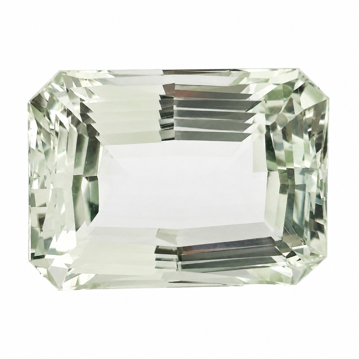 Natürlicher Beryll hellgrün, Oktagon Emerald Cut, 29,36 ct, wertvoller Stein für Schmuck, zweite Produktansicht.