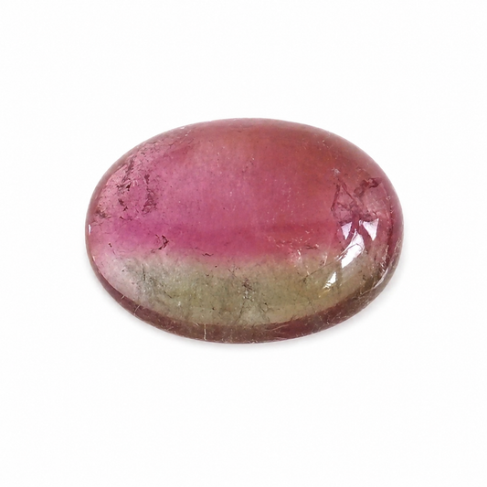 Natürlicher Turmalin - 5,90 ct | Oval Cabochon | Bicolor Rosa-Grün
