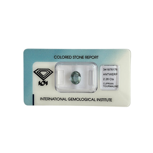 Natürlicher Turmalin, 2,26 ct, Oval Mixed Cut, hell graublau, zertifizierter Edelstein für Schmuck.