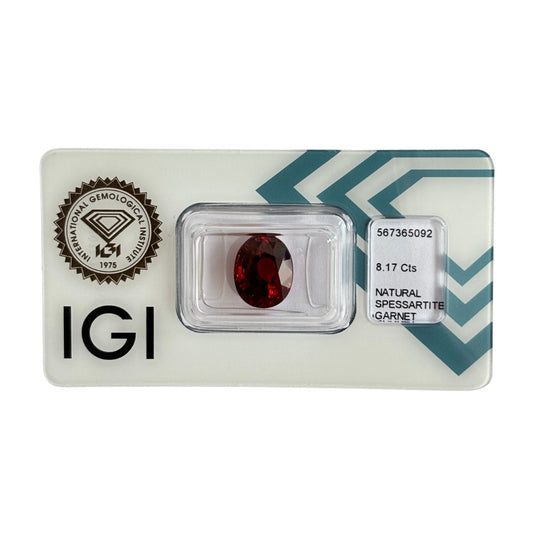 Natürlicher Spessartin - 8,17 ct | Oval Mixed Cut | Tief Rotorange