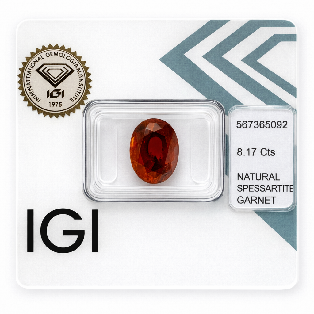 Natürlicher Spessartin - 8,17 ct | Oval Mixed Cut | Tief Rotorange