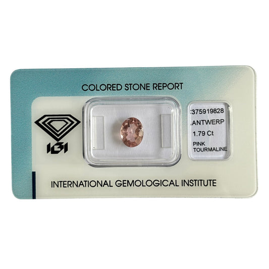 Natürlicher Turmalin, 1,79 ct, Oval Mixed Cut, orange-rosa, zertifizierter Edelstein für Schmuck.
