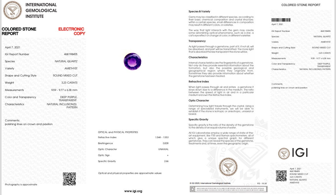 Natürlicher Amethyst – 3,23 ct | Round Mixed Cut | Tiefes Purpur