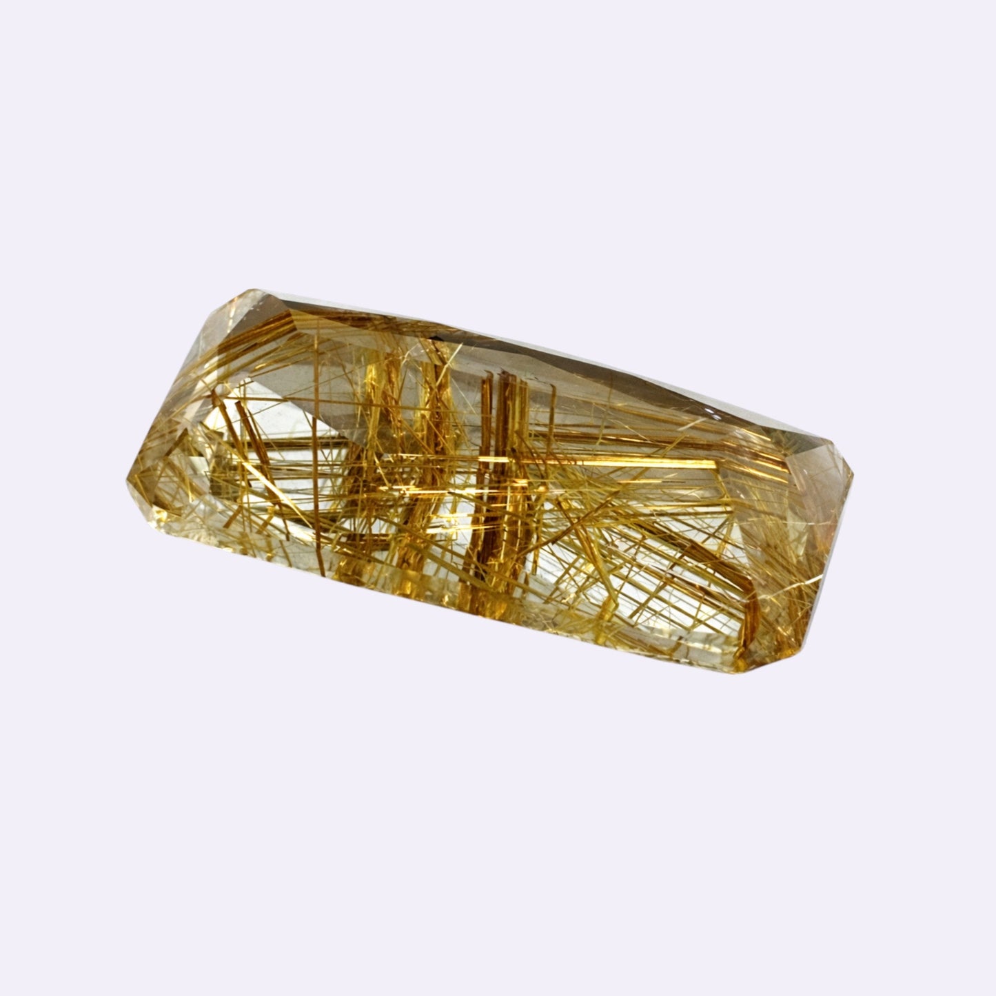 Natürlicher Rutilquarz – 19,75 ct | Achteck Emerald Cut | Klar mit goldgelben Rutilnadeln