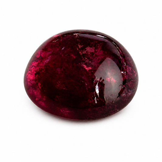 Natürlicher Turmalin - 6,30 ct | Round Cabochon | Tiefrot-Pink