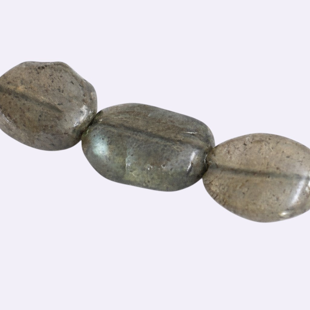 Natürlicher Labradorit – Strang Länge ca. 38,5 cm | ca. 10 mm | Nuggets | Rauchgrau