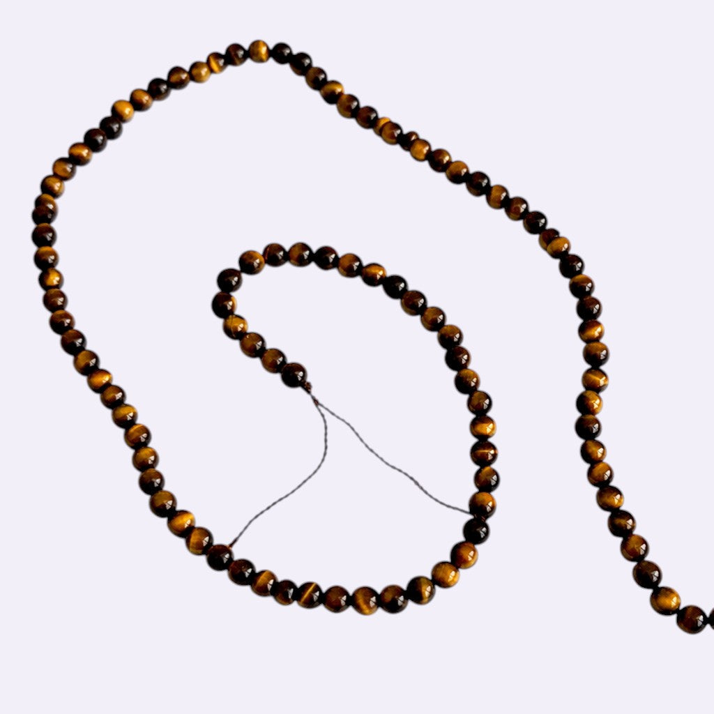 Natürliches Tigerauge – Strang Länge ca. 40 cm | 4 mm | Rund | Goldbraun