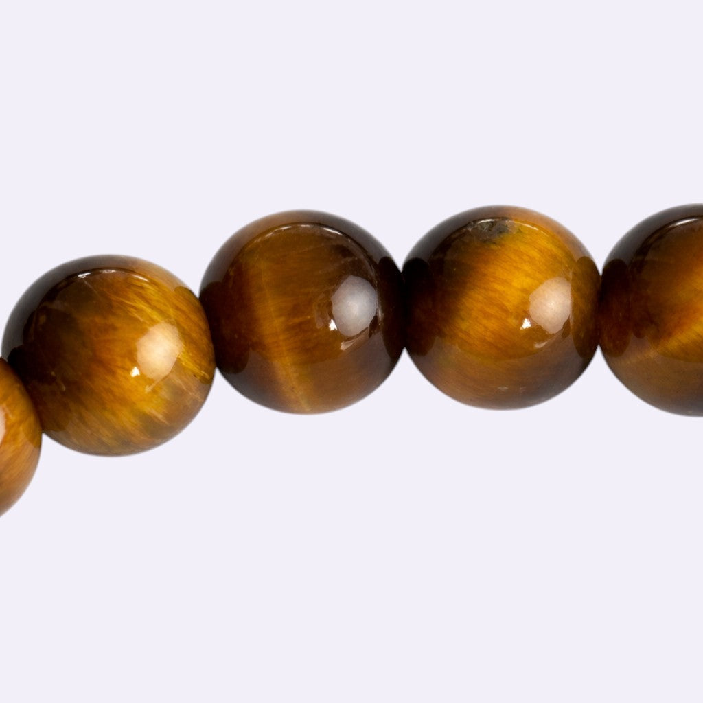 Natürliches Tigerauge – Strang Länge ca. 40 cm | 4 mm | Rund | Goldbraun