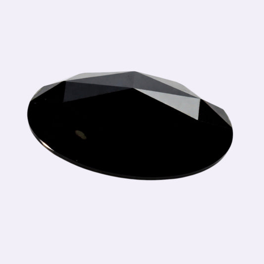 Natürlicher Onyx - 13,8 x 9 mm | Ovaler Rosenschliff | Tiefschwarz