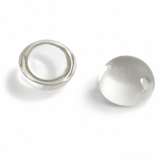 Natürlicher Bergkristall - Paar | 2,68 ct gesamt | Round Cabochon | Farblos