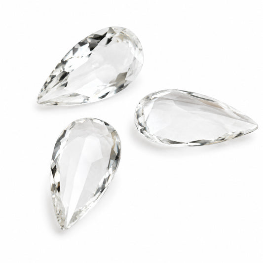 Natürlicher Bergkristall - 17,10 ct | Spitzer Tropfenschliff, facettiert | Farblos