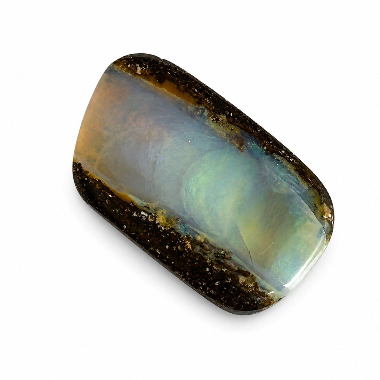 Natürlicher Boulder-Opal - 7,21 ct | Fantasieform | Hellblau-Grau mit grünlich-gelbem Schimmer
