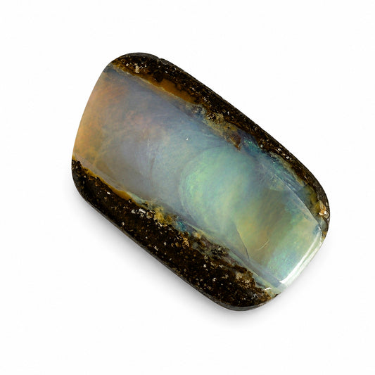 Natürlicher Boulder-Opal - 7,21 ct | Fantasieform | Hellblau-Grau mit grünlich-gelbem Schimmer