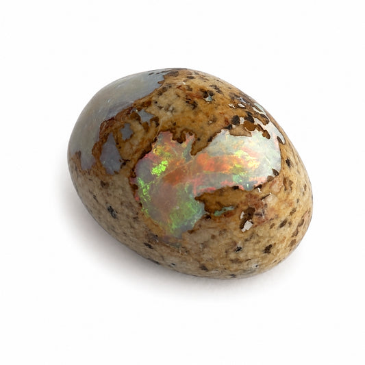 Natürlicher Opal - 5,01 ct | Oval Cabochon | Cremebeige mit grün-orangenem Farbspiel