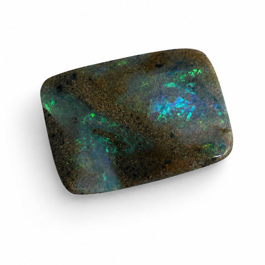 Natürlicher Boulder-Opal - 15,79 ct | Fantasieform | Graubraun mit grün-blauem Farbspiel