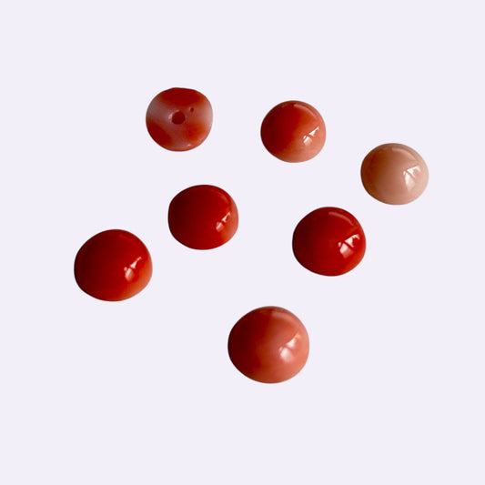 Natürliche Koralle - 6 mm | Round Cabochon | Rot-Lachsfarben